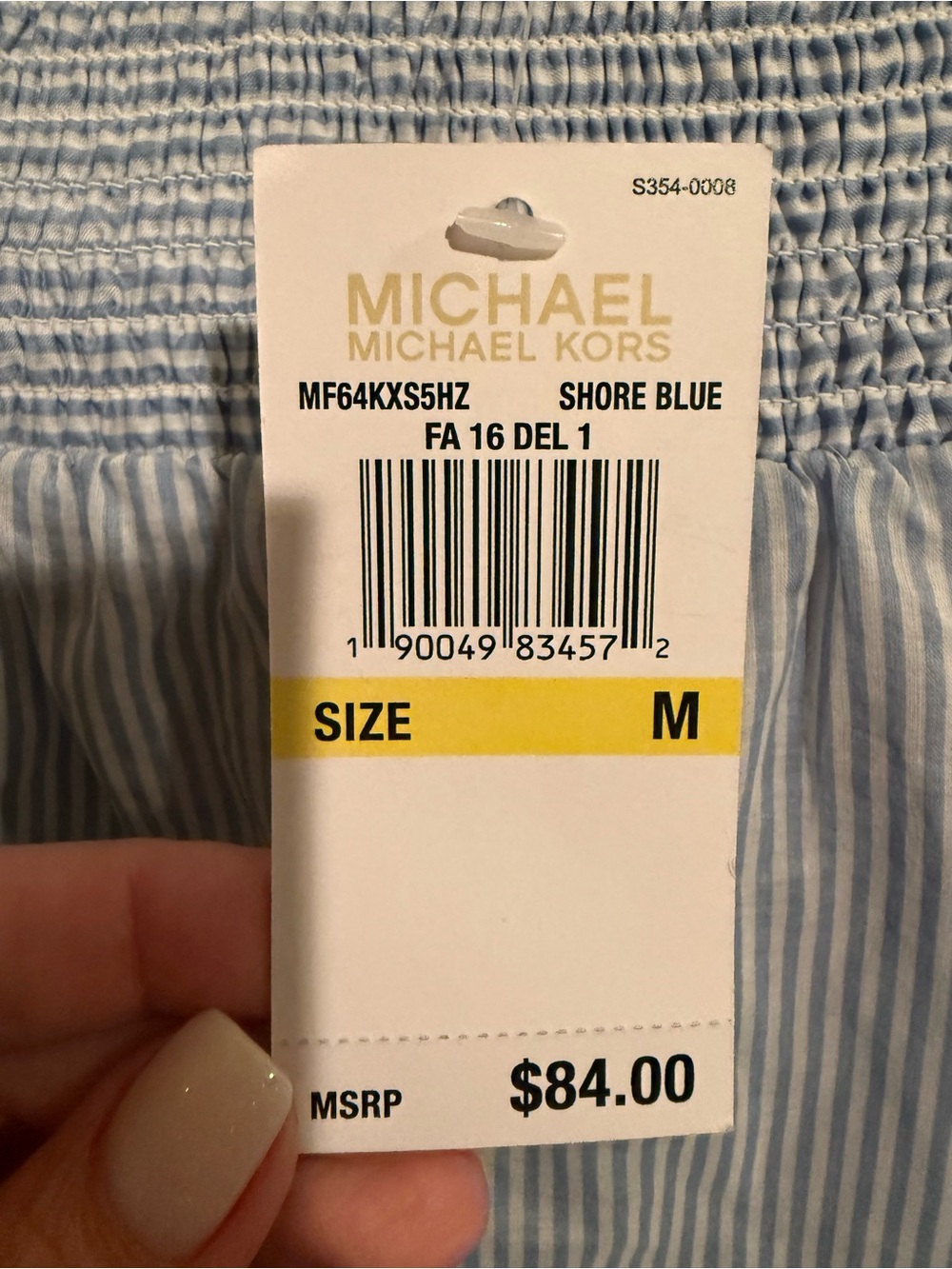 NWT Michael Kors Light Blue Striped Off-Shoulder Tunic - Picture 5 of 5